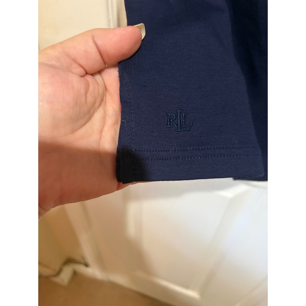 #221 Navy Women Lauren Ralph Lauren Boat Neck Cuffed Sleeve Knit Top XL - Picture 4 of 4